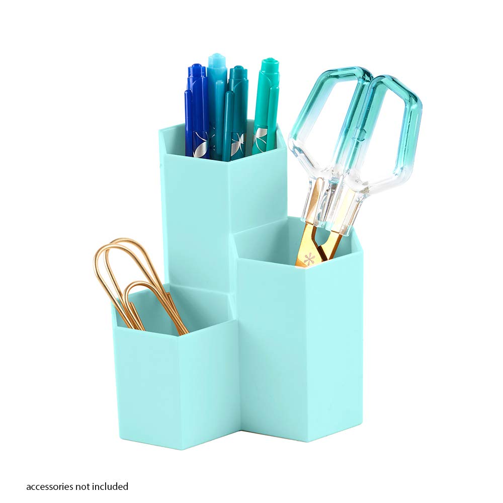Erin Condren Designer Desk Accessories - Pool Hexagon Pencil Holder - Elegant Pencil Holder Perfect for Storing School, Beauty Supplies, and Personal Belongings - Image 4