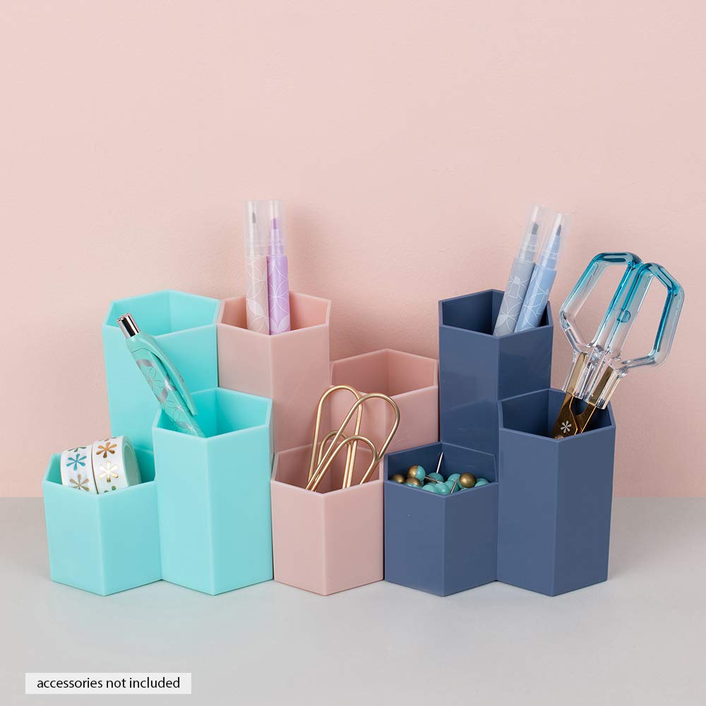 Erin Condren Designer Desk Accessories - Pool Hexagon Pencil Holder - Elegant Pencil Holder Perfect for Storing School, Beauty Supplies, and Personal Belongings - Image 6