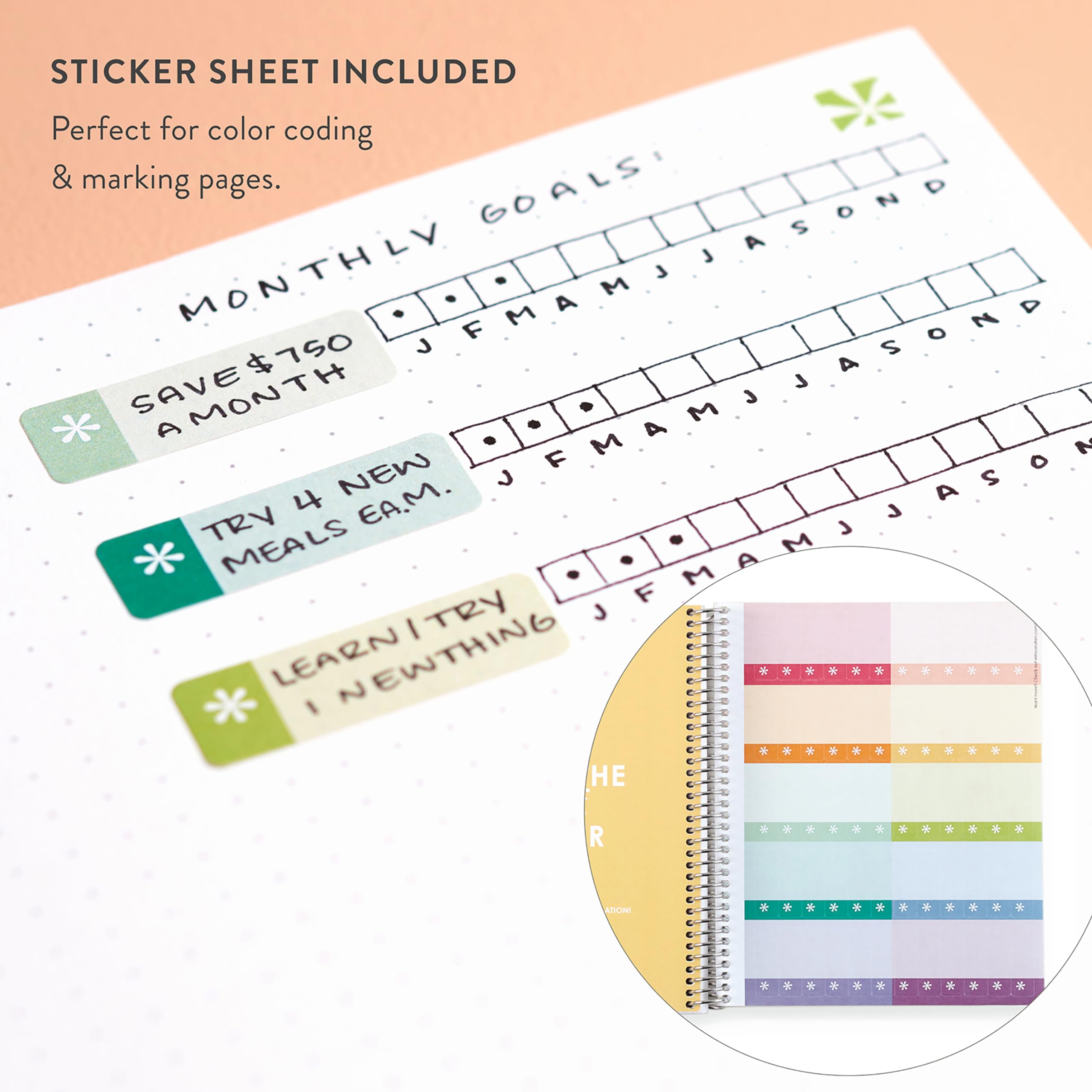 Erin Condren 8.5” x 11” Dot Grid Spiral Notebook, 5mm Dotted Layout with 80 Lb. Paper, Survivor Affirmation Cover, 160 Dot Grid Notebook Pages, Platinum Coil, Stickers Included - Image 7